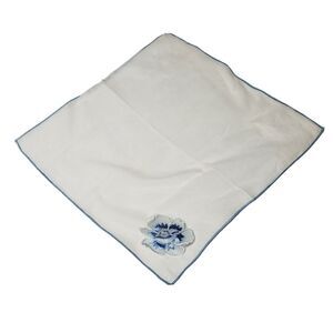 VINTAGE HANKIE BLUE PETUNIA FLOWER HANDMADE POCKET SCARF BRIDAL WEDDING